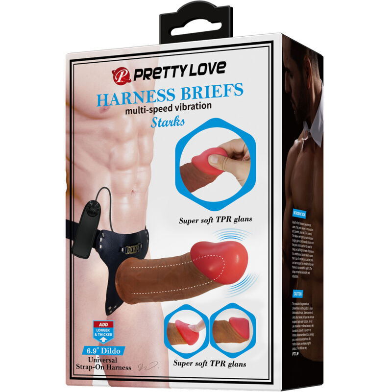PRETTY LOVE - STARKS IMBRAGATURA SLIP DILDO VIBRAZIONE MULTI-SPEED 17,5 CM MARRONE CHIARO - PRETTY LOVE | Lingerie Harness Boutique