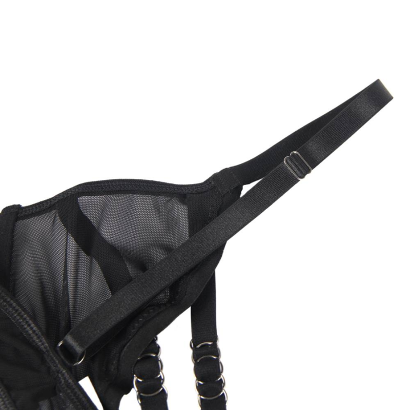 SUBBLIME - SET DUE PEZZI DI REGGISENO TRASPARENTE E STRISCE S/M - SUBBLIME SETS | Lingerie Harness Boutique