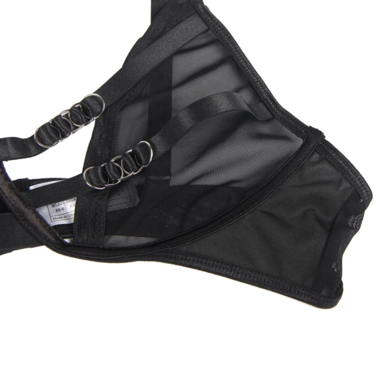 SUBBLIME - SET DUE PEZZI DI REGGISENO TRASPARENTE E STRISCE S/M - SUBBLIME SETS | Lingerie Harness Boutique