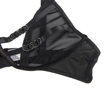 SUBBLIME - SET DUE PEZZI DI REGGISENO TRASPARENTE E STRISCE S/M - SUBBLIME SETS | Lingerie Harness Boutique
