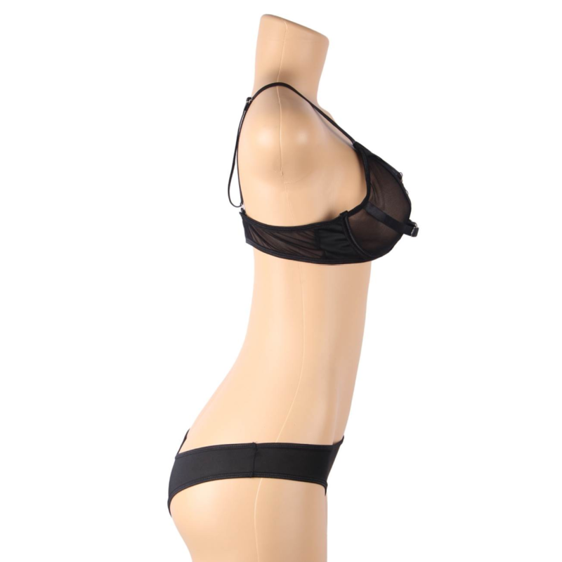 SUBBLIME - SET DUE PEZZI DI REGGISENO TRASPARENTE E STRISCE S/M - SUBBLIME SETS | Lingerie Harness Boutique