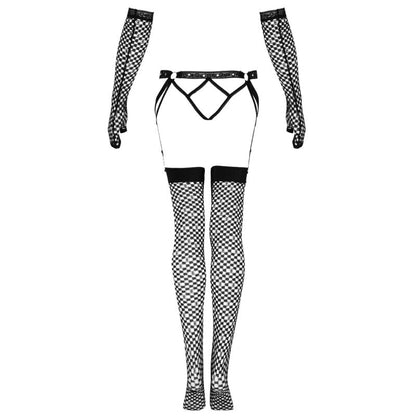 LIVCO CORSETTI FASHION - SET NEMALIA GIARRETTIERA + CALZE + GUANTI NERO - LIVCO CORSETTI SETS | Lingerie Harness Boutique