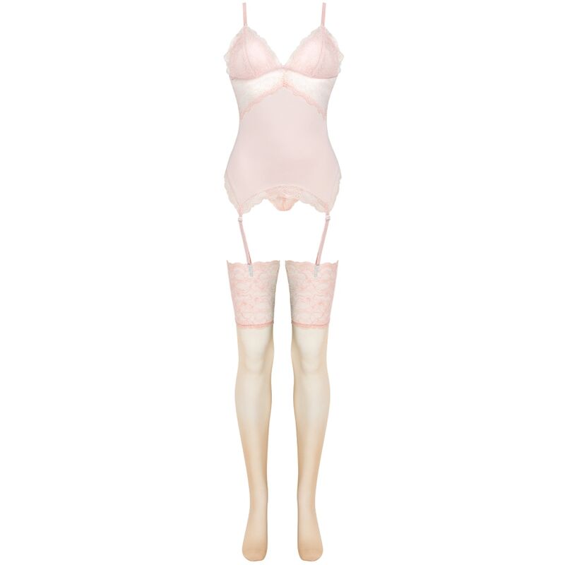 LIVCO CORSETTI FASHION - SET PERSINNE PESCA CORSETTO + SLIP + CALZE - LIVCO CORSETTI SETS | Lingerie Harness Boutique