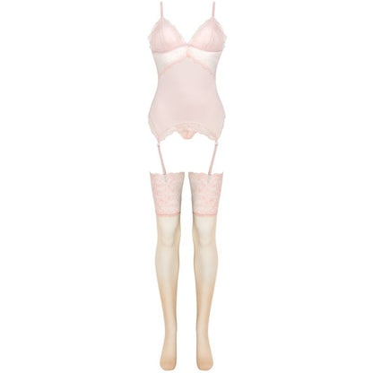 LIVCO CORSETTI FASHION - SET PERSINNE PESCA CORSETTO + SLIP + CALZE - LIVCO CORSETTI SETS | Lingerie Harness Boutique