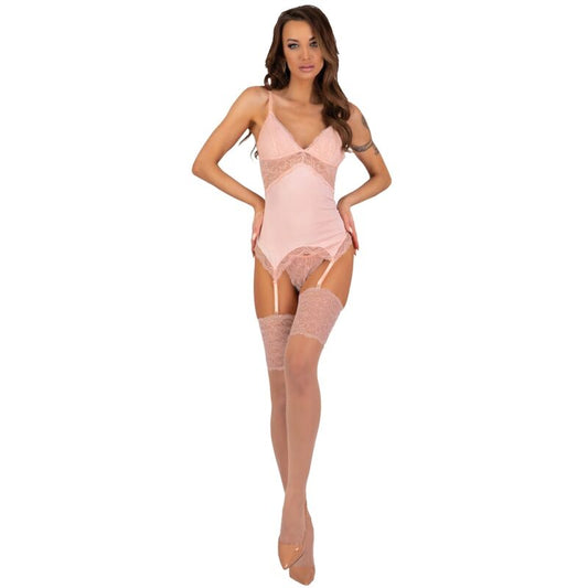 LIVCO CORSETTI FASHION - SET PERSINNE PESCA CORSETTO + SLIP + CALZE - LIVCO CORSETTI SETS | Lingerie Harness Boutique
