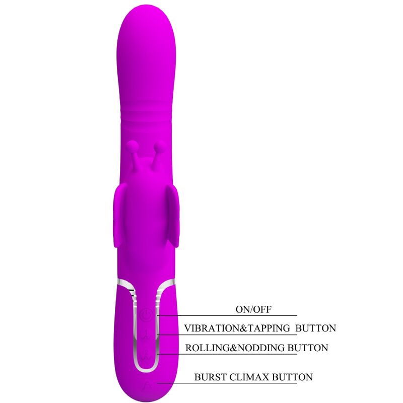 PRETTY LOVE - MULTIFUNCTIONAL RABBIT VIBRATOR 4 IN 1 FUCHSIA BUTTERFLY