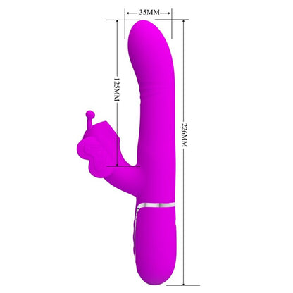 PRETTY LOVE - MULTIFUNCTIONAL RABBIT VIBRATOR 4 IN 1 FUCHSIA BUTTERFLY