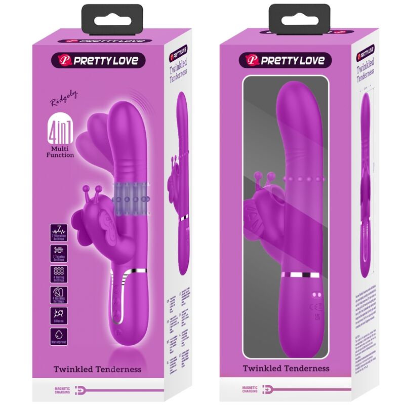 PRETTY LOVE - VIBRATORE MULTIFUNZIONE RABBIT 4 IN 1 FARFALLA FUCSIA - PRETTY LOVE FLIRTATION | Lingerie Harness Boutique