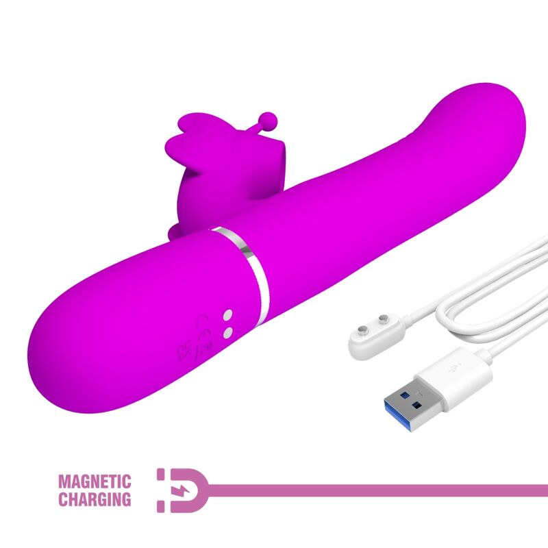 PRETTY LOVE - MULTIFUNCTIONAL RABBIT VIBRATOR 4 IN 1 FUCHSIA BUTTERFLY