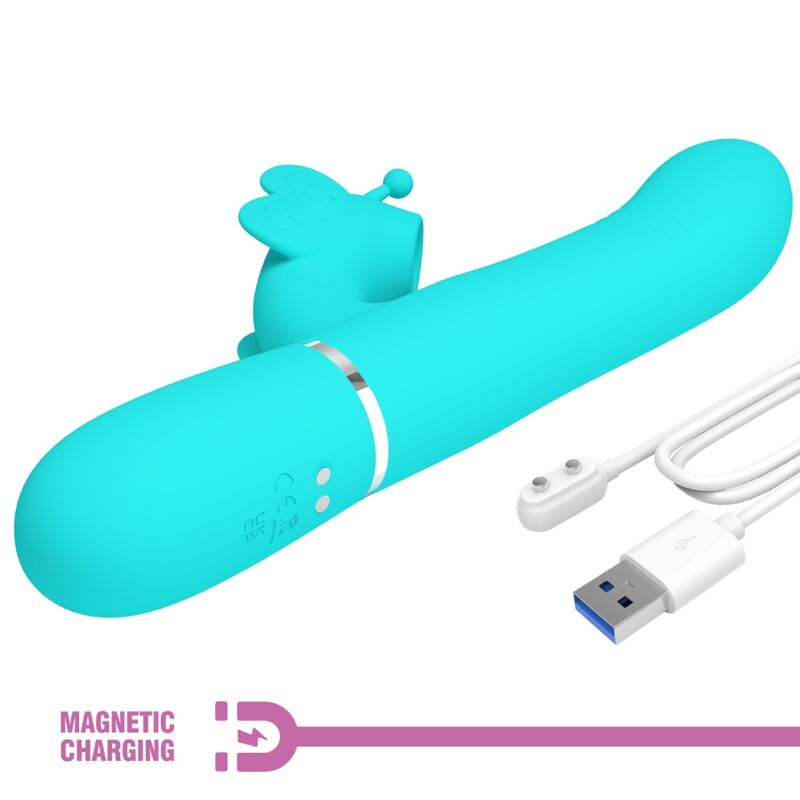 PRETTY LOVE - MULTIFUNCTIONAL RABBIT VIBRATOR 4 IN 1 BUTTERFLY GREEN AQUA