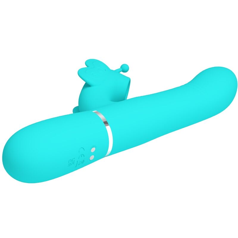 PRETTY LOVE - MULTIFUNCTIONAL RABBIT VIBRATOR 4 IN 1 BUTTERFLY GREEN AQUA