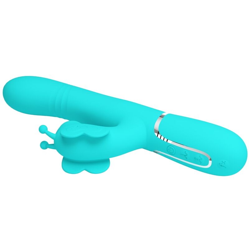 PRETTY LOVE - VIBRATORE MULTIFUNZIONE RABBIT 4 IN 1 FARFALLA VERDE ACQUA - PRETTY LOVE FLIRTATION | Lingerie Harness Boutique