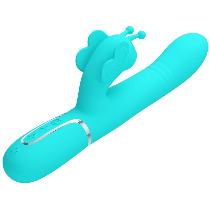 PRETTY LOVE - MULTIFUNCTIONAL RABBIT VIBRATOR 4 IN 1 BUTTERFLY GREEN AQUA