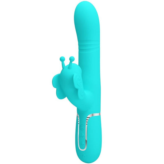 PRETTY LOVE - VIBRATORE MULTIFUNZIONE RABBIT 4 IN 1 FARFALLA VERDE ACQUA - PRETTY LOVE FLIRTATION | Lingerie Harness Boutique