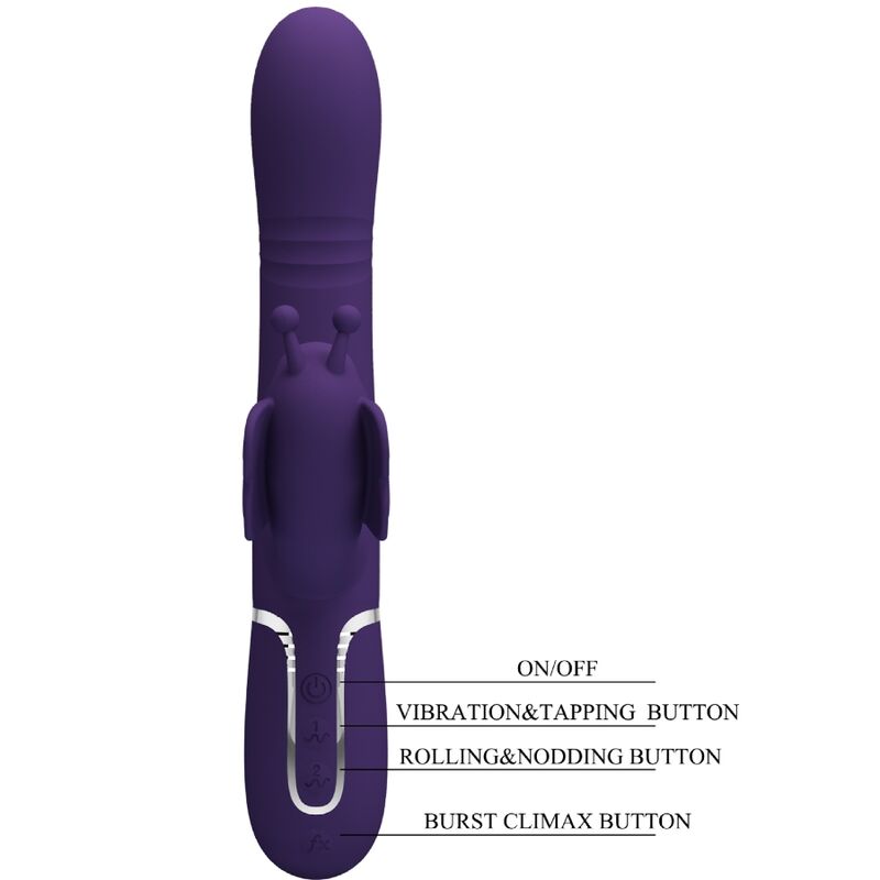 PRETTY LOVE - MULTIFUNCTIONAL RABBIT VIBRATOR 4 IN 1 PURPLE BUTTERFLY