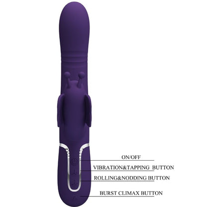 PRETTY LOVE - MULTIFUNCTIONAL RABBIT VIBRATOR 4 IN 1 PURPLE BUTTERFLY