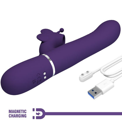 PRETTY LOVE - MULTIFUNCTIONAL RABBIT VIBRATOR 4 IN 1 PURPLE BUTTERFLY