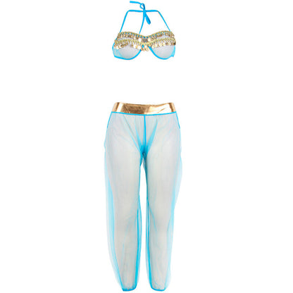 SUBBLIME - SET DI LINGERIE BLU STILE INDIA L/XL - SUBBLIME SETS | Lingerie Harness Boutique