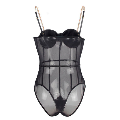 SUBBLIME - BODY CON BRETELLE A CATENA NERA L/XL - SUBBLIME BODIES | Lingerie Harness Boutique