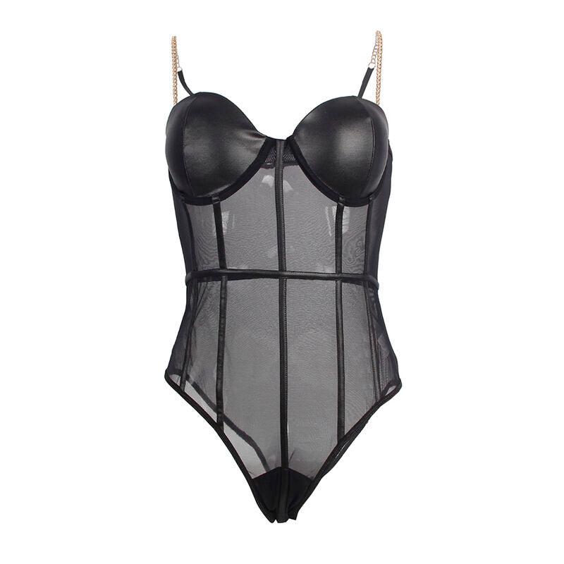 SUBBLIME - BODY CON BRETELLE A CATENA NERA L/XL - SUBBLIME BODIES | Lingerie Harness Boutique
