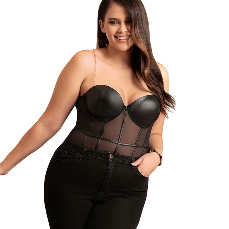 SUBBLIME - BODY CON BRETELLE A CATENA NERA L/XL - SUBBLIME BODIES | Lingerie Harness Boutique