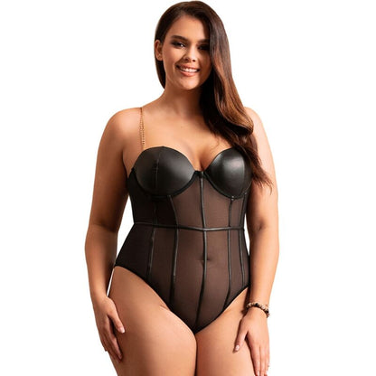 SUBBLIME - BODY CON BRETELLE A CATENA NERA L/XL - SUBBLIME BODIES | Lingerie Harness Boutique