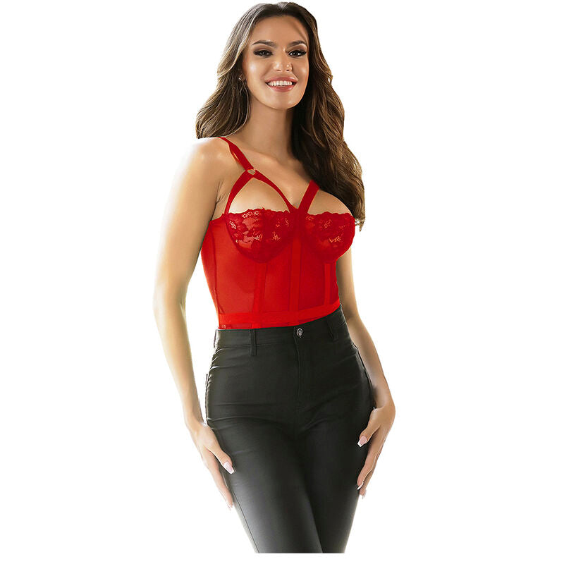 SUBBLIME - ORSACCHIOTTO CON DETTAGLIO REGGERIZZATO PETTO ROSSO L/XL - SUBBLIME BODIES | Lingerie Harness Boutique
