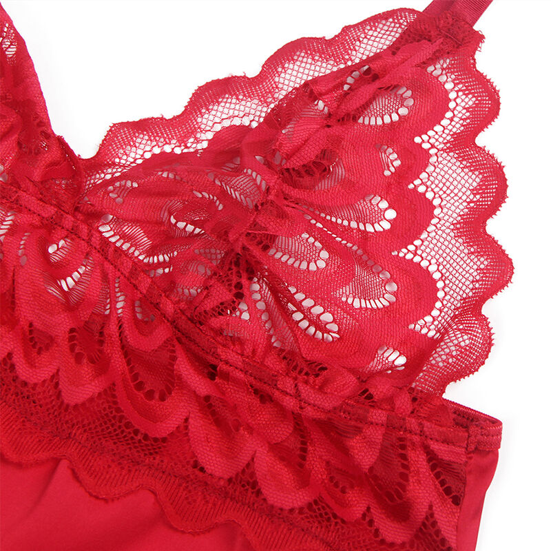 SUBBLIME - BABYDOLL IN RASO CON PIZZO ROSSO L/XL - SUBBLIME BABYDOLLS | Lingerie Harness Boutique