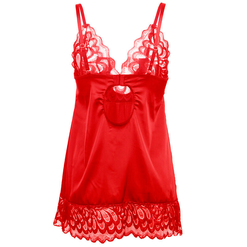 SUBBLIME - BABYDOLL IN RASO CON PIZZO ROSSO L/XL - SUBBLIME BABYDOLLS | Lingerie Harness Boutique