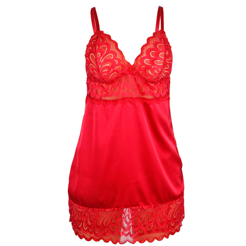 SUBBLIME - BABYDOLL IN RASO CON PIZZO ROSSO L/XL - SUBBLIME BABYDOLLS | Lingerie Harness Boutique