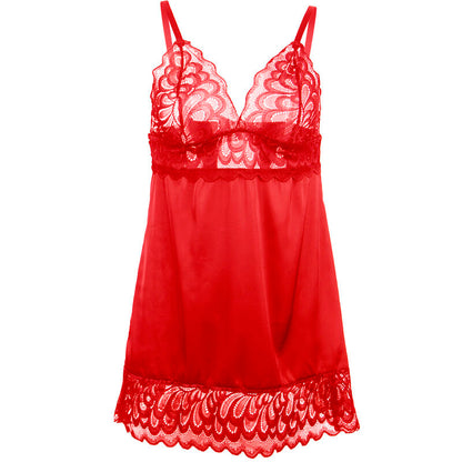 SUBBLIME - BABYDOLL IN RASO CON PIZZO ROSSO L/XL - SUBBLIME BABYDOLLS | Lingerie Harness Boutique