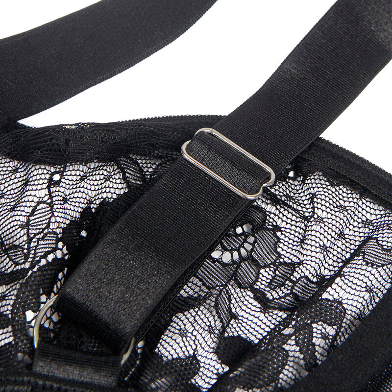SUBBLIME - ORSACCHIOTTO CON GIARRETTIERA CON DETTAGLIO IN PIZZO E STRISCE NERO L/XL - SUBBLIME BODIES | Lingerie Harness Boutique