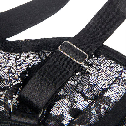 SUBBLIME - ORSACCHIOTTO CON GIARRETTIERA CON DETTAGLIO IN PIZZO E STRISCE NERO L/XL - SUBBLIME BODIES | Lingerie Harness Boutique