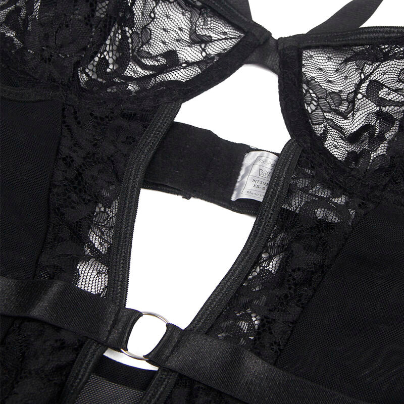 SUBBLIME - ORSACCHIOTTO CON GIARRETTIERA CON DETTAGLIO IN PIZZO E STRISCE NERO L/XL - SUBBLIME BODIES | Lingerie Harness Boutique