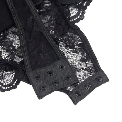 SUBBLIME - ORSACCHIOTTO CON GIARRETTIERA CON DETTAGLIO IN PIZZO E STRISCE NERO L/XL - SUBBLIME BODIES | Lingerie Harness Boutique