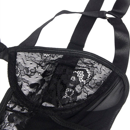 SUBBLIME - ORSACCHIOTTO CON GIARRETTIERA CON DETTAGLIO IN PIZZO E STRISCE NERO L/XL - SUBBLIME BODIES | Lingerie Harness Boutique