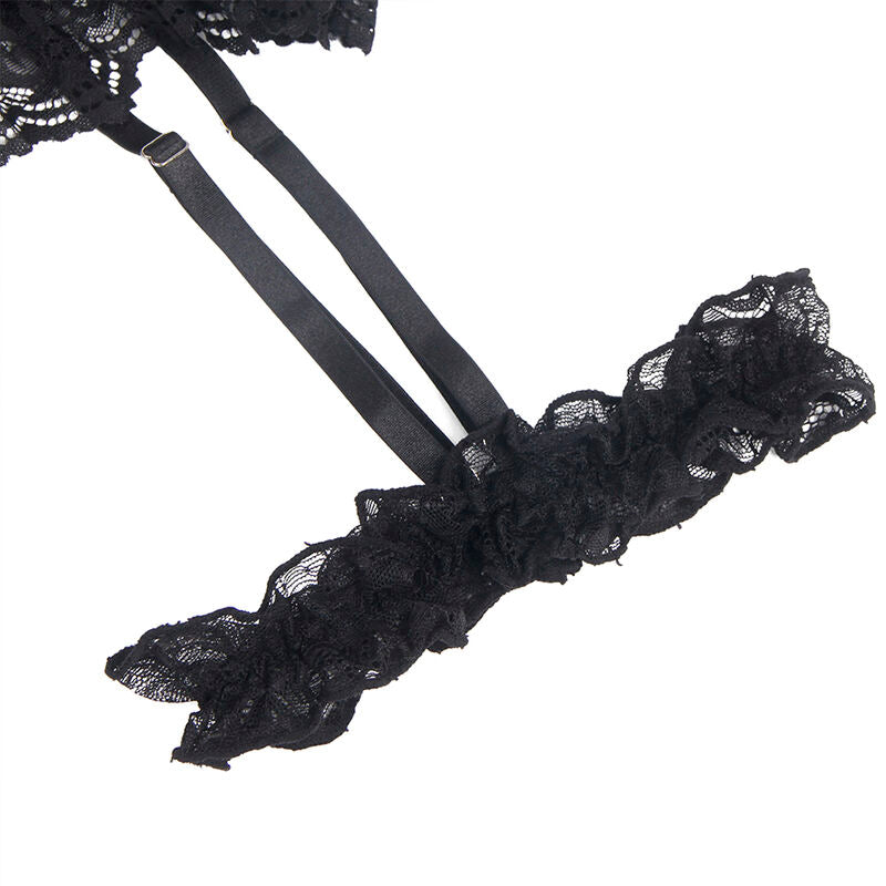 SUBBLIME - ORSACCHIOTTO CON GIARRETTIERA CON DETTAGLIO IN PIZZO E STRISCE NERO L/XL - SUBBLIME BODIES | Lingerie Harness Boutique
