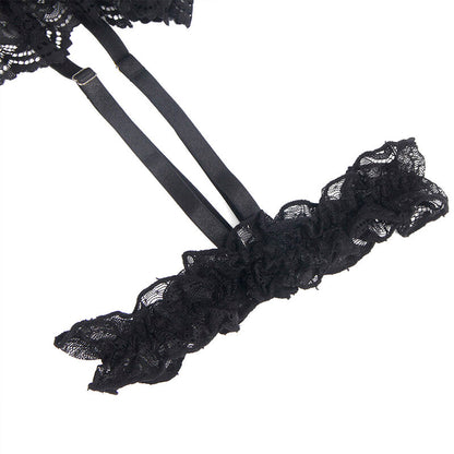 SUBBLIME - ORSACCHIOTTO CON GIARRETTIERA CON DETTAGLIO IN PIZZO E STRISCE NERO L/XL - SUBBLIME BODIES | Lingerie Harness Boutique