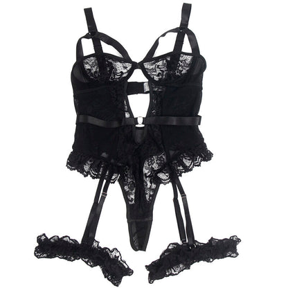 SUBBLIME - ORSACCHIOTTO CON GIARRETTIERA CON DETTAGLIO IN PIZZO E STRISCE NERO L/XL - SUBBLIME BODIES | Lingerie Harness Boutique