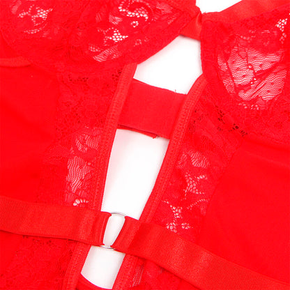 SUBBLIME - ORSACCHIOTTO CON GIARRETTIERA CON DETTAGLIO IN PIZZO E STRISCE ROSSE L/XL - SUBBLIME BODIES | Lingerie Harness Boutique