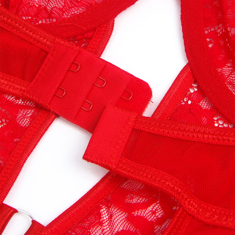 SUBBLIME - ORSACCHIOTTO CON GIARRETTIERA CON DETTAGLIO IN PIZZO E STRISCE ROSSE L/XL - SUBBLIME BODIES | Lingerie Harness Boutique