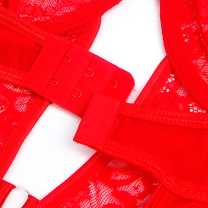SUBBLIME - ORSACCHIOTTO CON GIARRETTIERA CON DETTAGLIO IN PIZZO E STRISCE ROSSE L/XL - SUBBLIME BODIES | Lingerie Harness Boutique