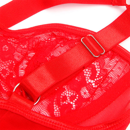 SUBBLIME - ORSACCHIOTTO CON GIARRETTIERA CON DETTAGLIO IN PIZZO E STRISCE ROSSE L/XL - SUBBLIME BODIES | Lingerie Harness Boutique