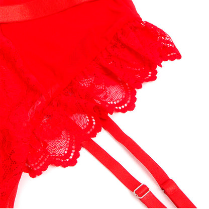 SUBBLIME - ORSACCHIOTTO CON GIARRETTIERA CON DETTAGLIO IN PIZZO E STRISCE ROSSE L/XL - SUBBLIME BODIES | Lingerie Harness Boutique