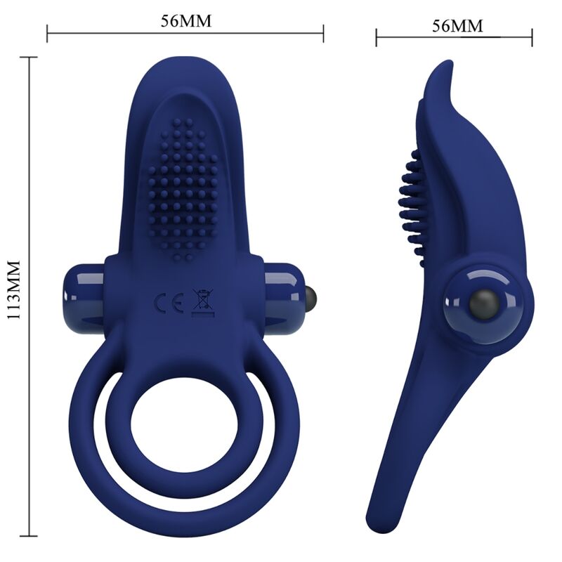 PRETTY LOVE - BRONSON ANELLO DOPPIO CON VIBRAZIONE BLU - PRETTY LOVE MALE | Lingerie Harness Boutique