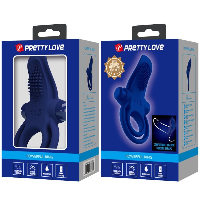 PRETTY LOVE - BRONSON ANELLO DOPPIO CON VIBRAZIONE BLU - PRETTY LOVE MALE | Lingerie Harness Boutique