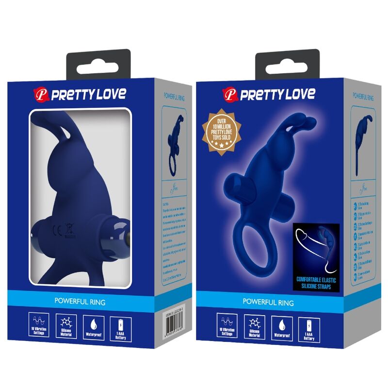 PRETTY LOVE - JIRO ANELLO CONIGLIO CON VIBRAZIONE BLU - PRETTY LOVE MALE | Lingerie Harness Boutique
