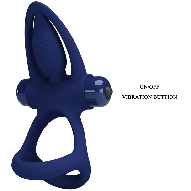 PRETTY LOVE - MAT DOPPIO ANELLO CON VIBRAZIONE E STIMOLATORE BLU - PRETTY LOVE MALE | Lingerie Harness Boutique