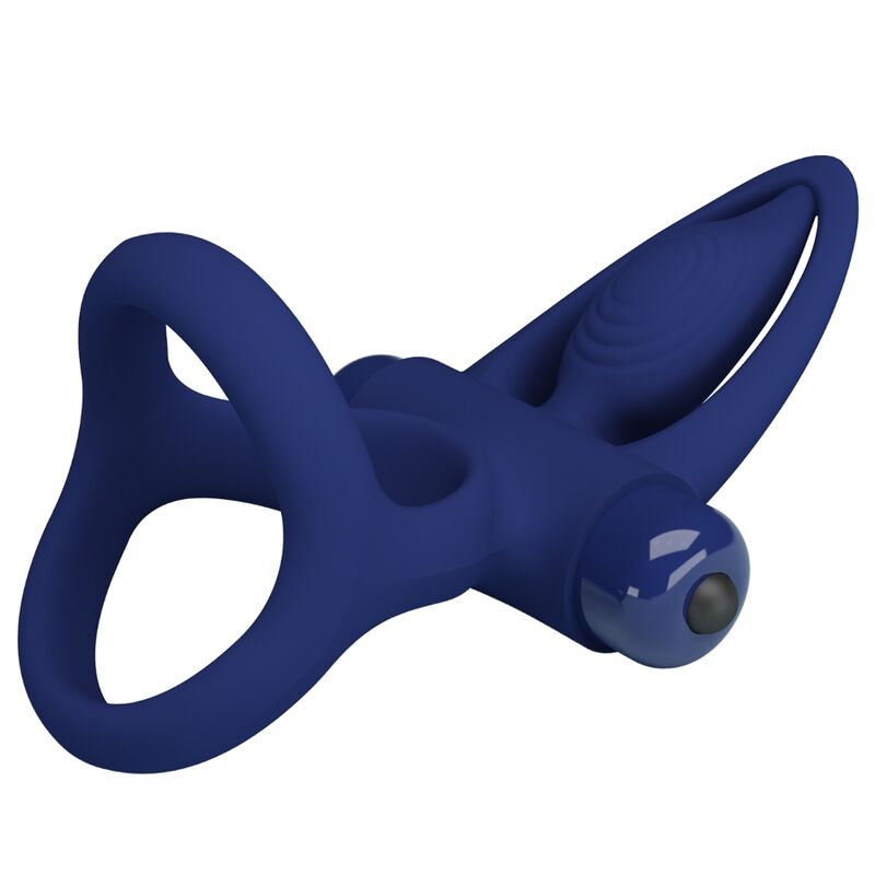 PRETTY LOVE - MAT DOPPIO ANELLO CON VIBRAZIONE E STIMOLATORE BLU - PRETTY LOVE MALE | Lingerie Harness Boutique