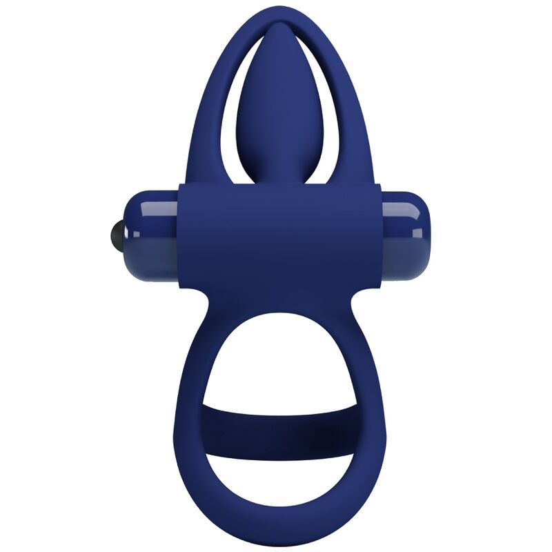 PRETTY LOVE - MAT DOPPIO ANELLO CON VIBRAZIONE E STIMOLATORE BLU - PRETTY LOVE MALE | Lingerie Harness Boutique